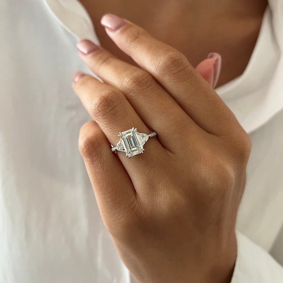 Carat Emerald Cut Lab Grown Diamond Vintage Engagement Ring