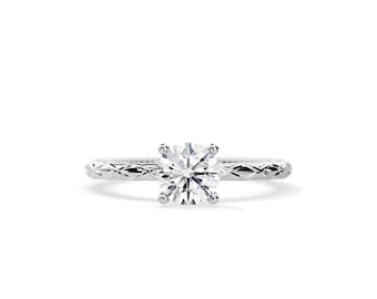 1 Carat Natural Diamond Vintage Ring / 1 Carat Engagement Ring / Unique Diamond Ring / Promise Ring / Anniversary Ring / 14k White Gold Ring