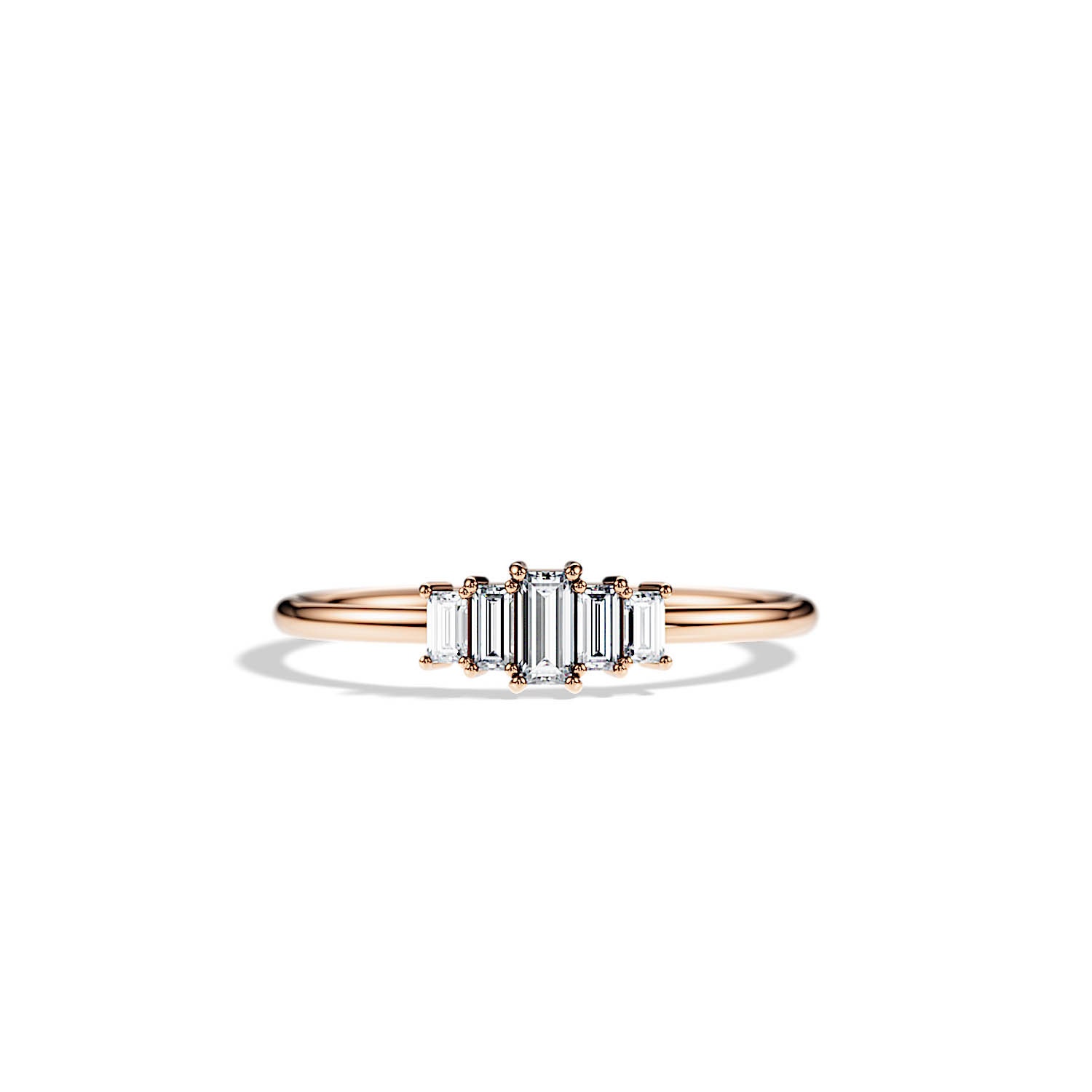 Baguette Diamond Ring Art Deco Engagement Ring Five Stone Ring