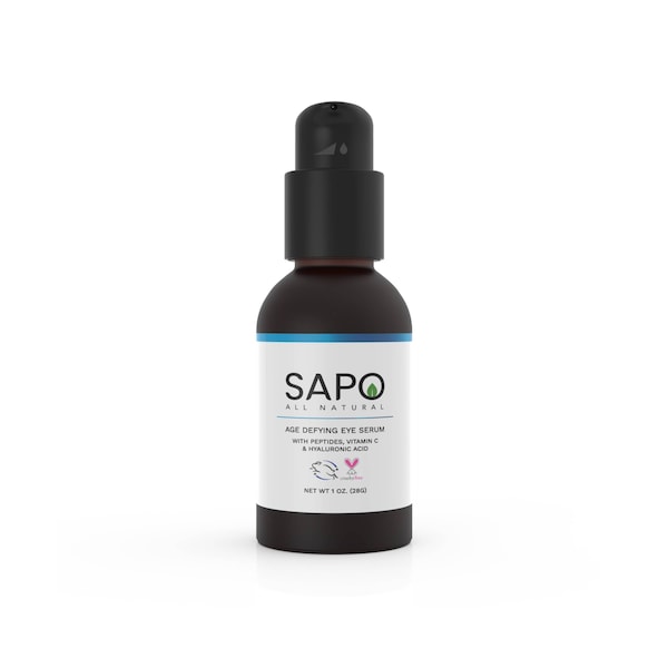 Sapo All Natural Eye Serum with Hyaluronic Acid - Reduce Dark Circles, Puffy Skin and Bags Under Eyes - Made with Peptides and Vitamin C