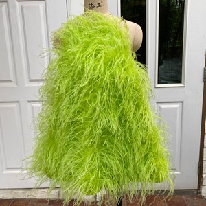 Ananda neon green feathers halter mini dress,Unique wedding dress,Wedding guest dress,Maternity dress for shooting ,Plus size wedding dress