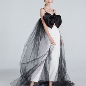 Mika black bow tulle top for women,Plus size tulle dress,Bridal separates top ,Black tulle dress ,Unique wedding dress,Fairy dress