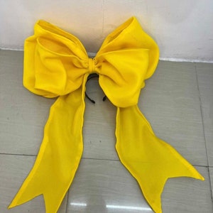 Large yellow bow headband,Halloween headband,Red wreath bow,Wedding hair accessories,Unique hair accessories,Halloween costume image 2