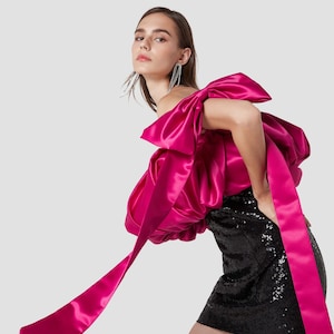 Andrea fúcsia top curto para mulheres, vestido exclusivo de convidada de casamento, vestido plus size, vestido de maternidade para sessão de fotos, top crop personalizado, top de noiva