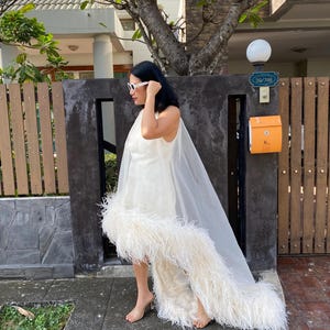 fur bottom prom dress Evening Gown Prom Dress With Feathers On Bottom Feather Prom Dresses, Fur Feather Formal Gowns Promfy