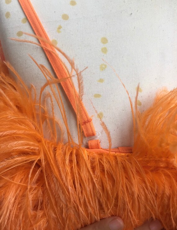 Aston Orange Feather Dress Feather Trim Dress Feather Cocktail Dress  Feather Prom Dress 