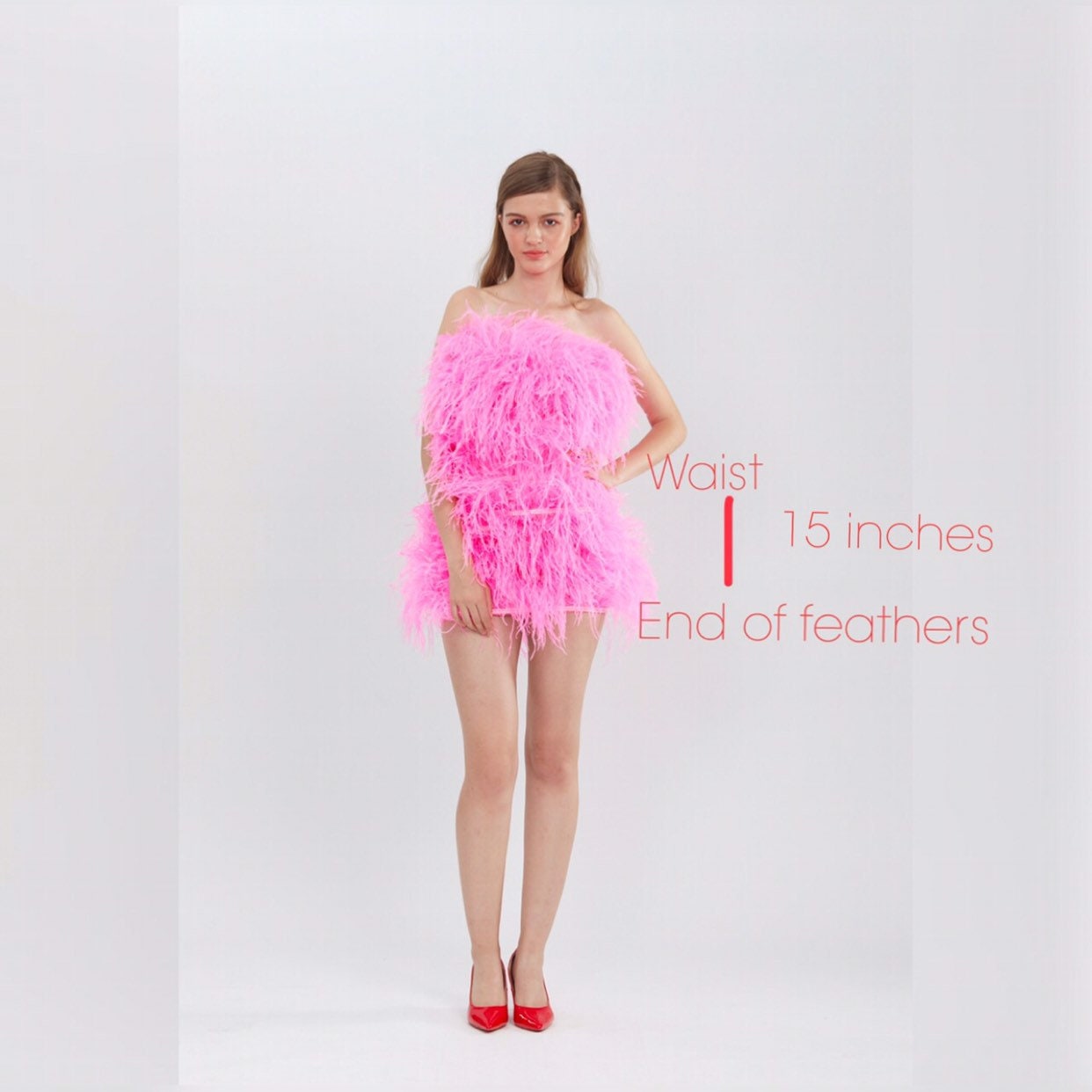 Custom Hot Pink Feather Mini Dress,Second Wedding Dress Plus Size,Personalized Mini Dress Women,Wedding Guest Dress,Evening Ball Gown