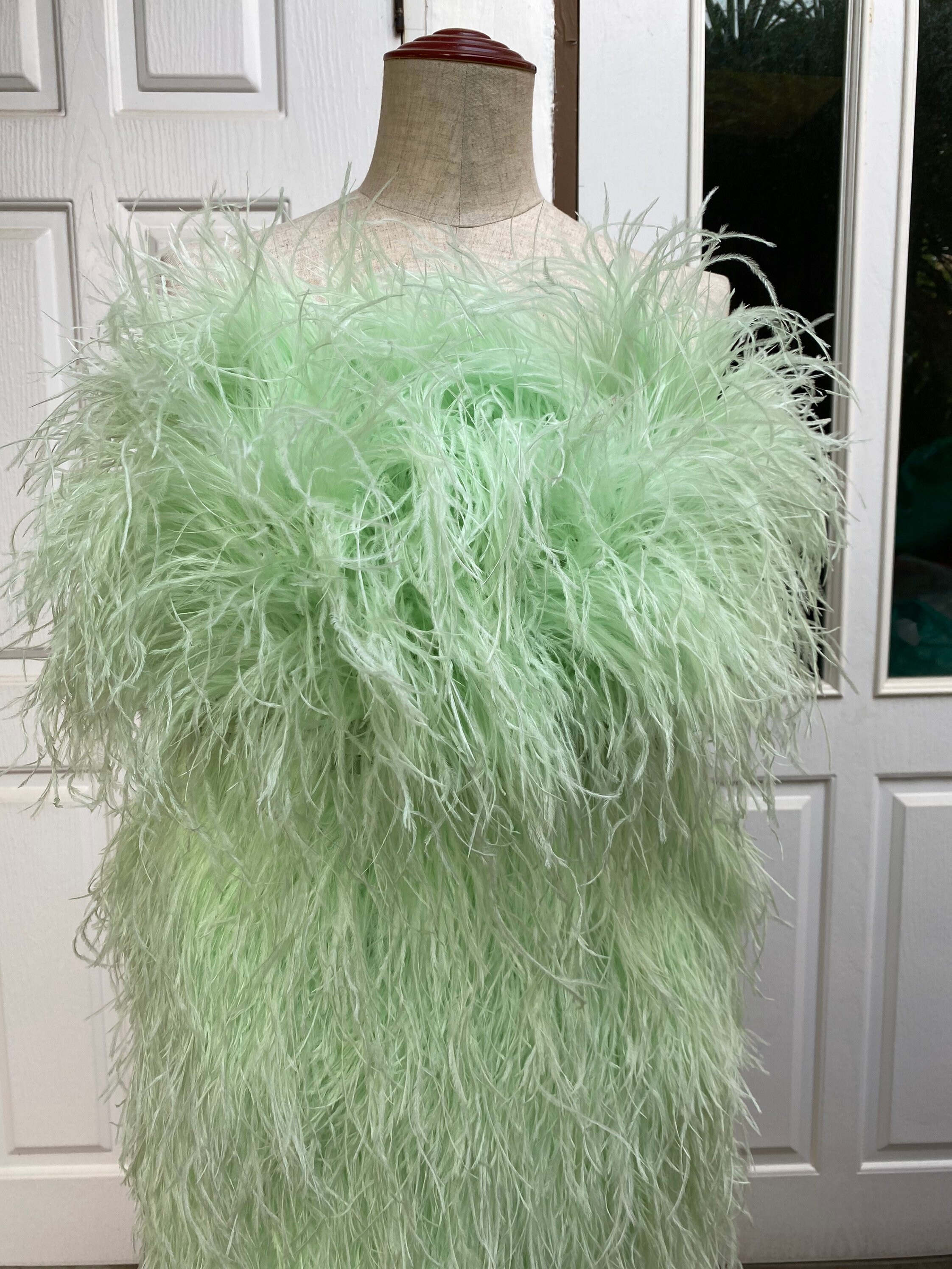 Aston sage green feathers strapless mini dress for women,Alternative wedding dress,Wedding guest dress,Ball gown wedding dress