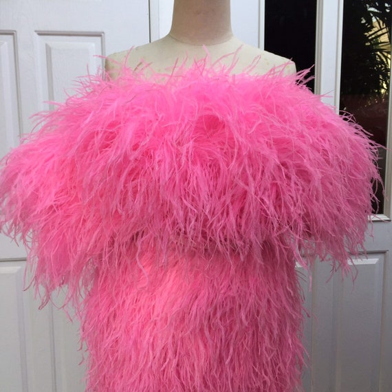 Aston Shocking Pink Ostrich Feather Dress ,feather Prom Dress