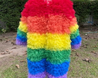Regenbogen Tüll Custom Jacke für LGBTQ,Langes Tüllkleid,Plus Size Tüllkleid,Abendkleid Tüll,Pride Month