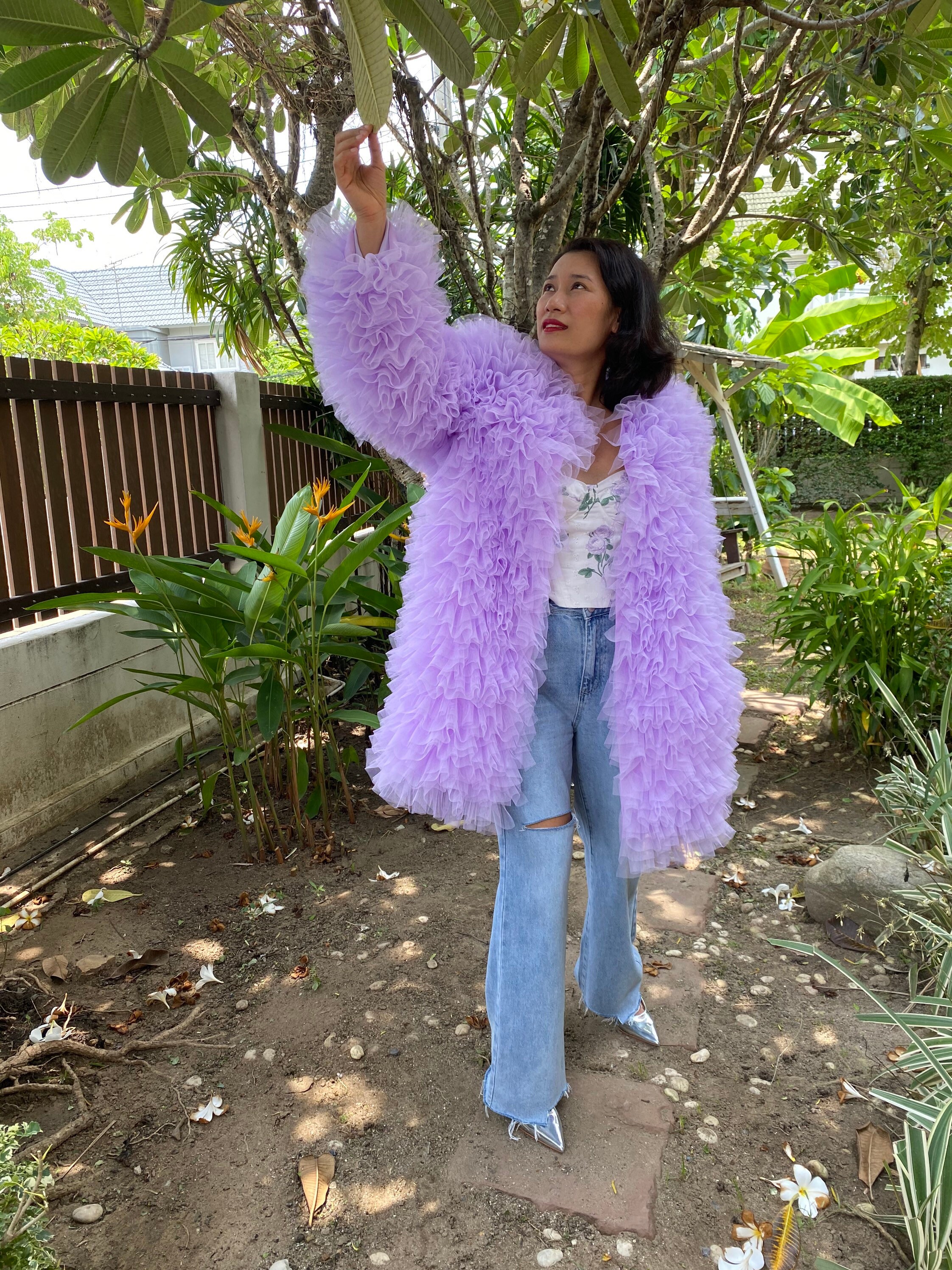 Jean Tulle Coat Dress,tulle Jacket for Women,lavender Jacket for