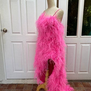 Emmy shocking pink feather embroidery dress for women, Unique wedding dress,Plus size dress,Mermaid wedding dress,Ball gown wedding dress
