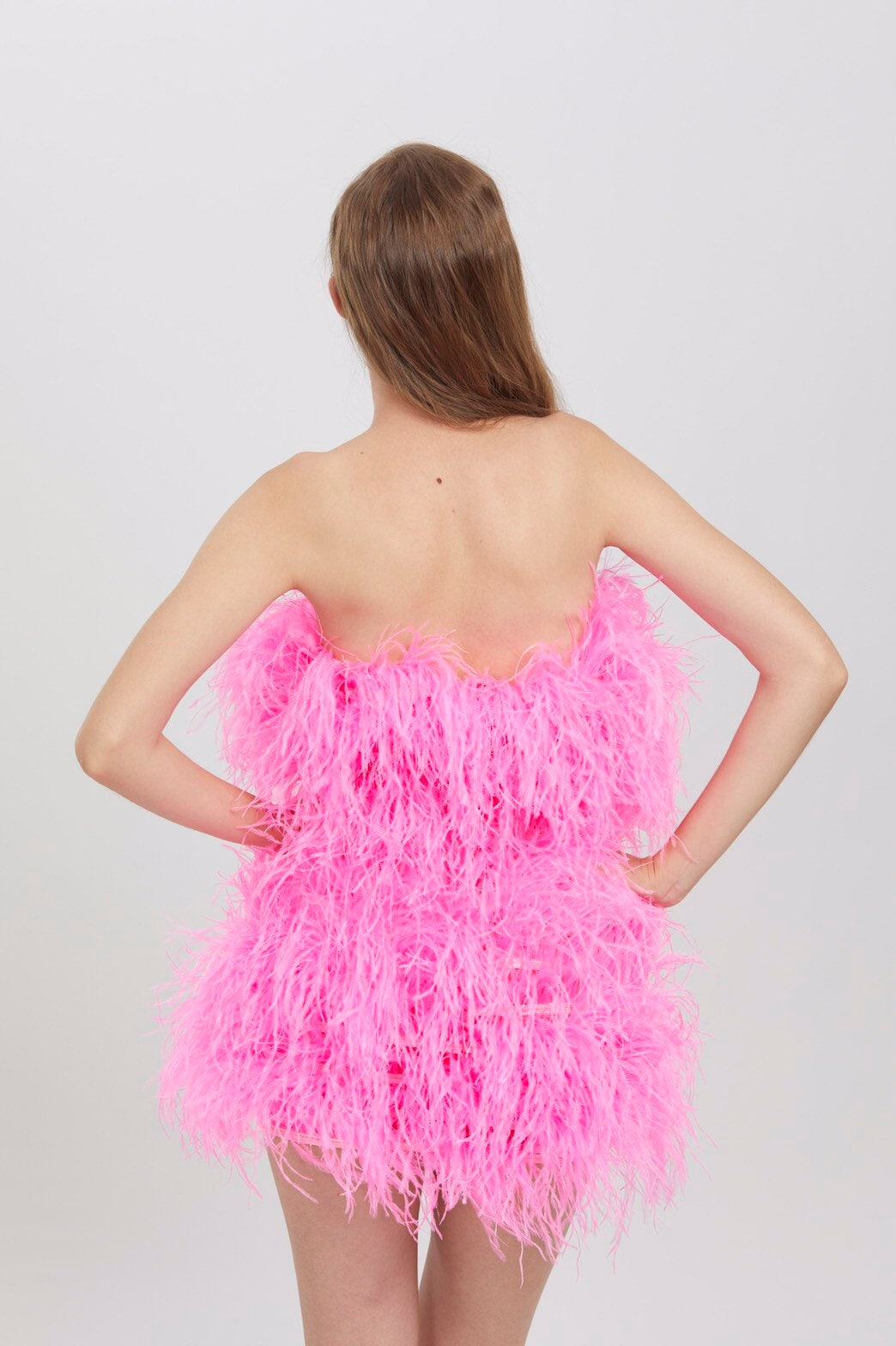 Aston Shocking Pink Ostrich Feather Dress ,feather Prom Dress