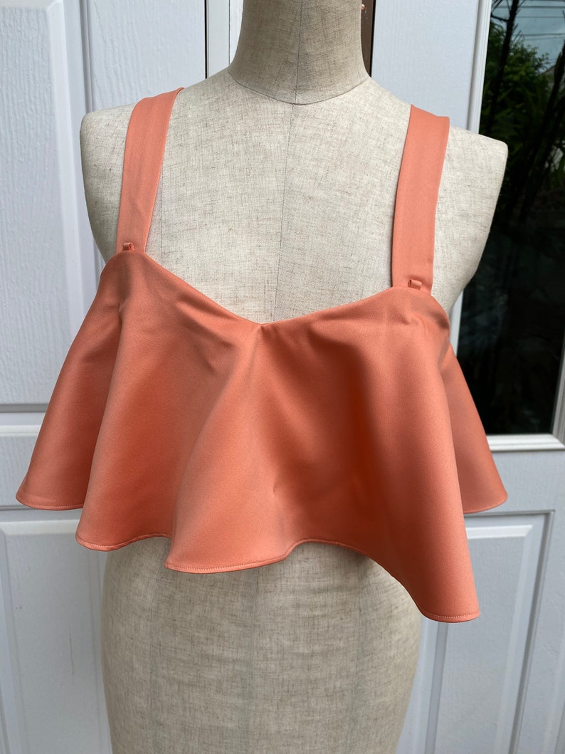 Orange Feder Top & Hose für Frauen, weite Beinhose, kundenspezifische Hose, Abschlusskleid, Übergrößenkleid Braut, Hochzeitsgastkleid, Geschenk für sie Bild 6