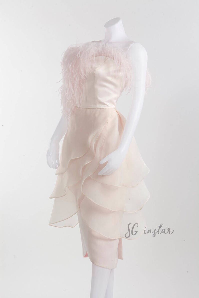 Marilyn rose ostrich feathers dress