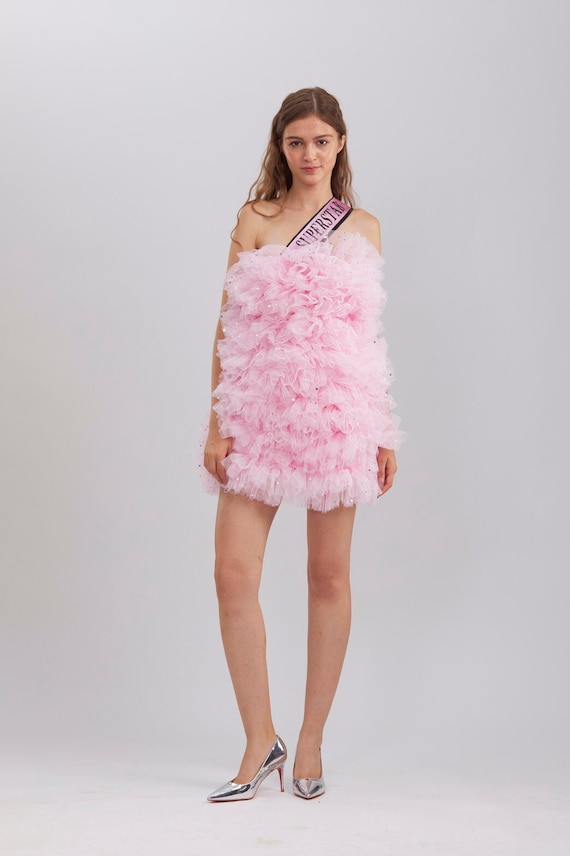 strapless open back dress Sugar Plum Fairy Strapless Ruffle Dress