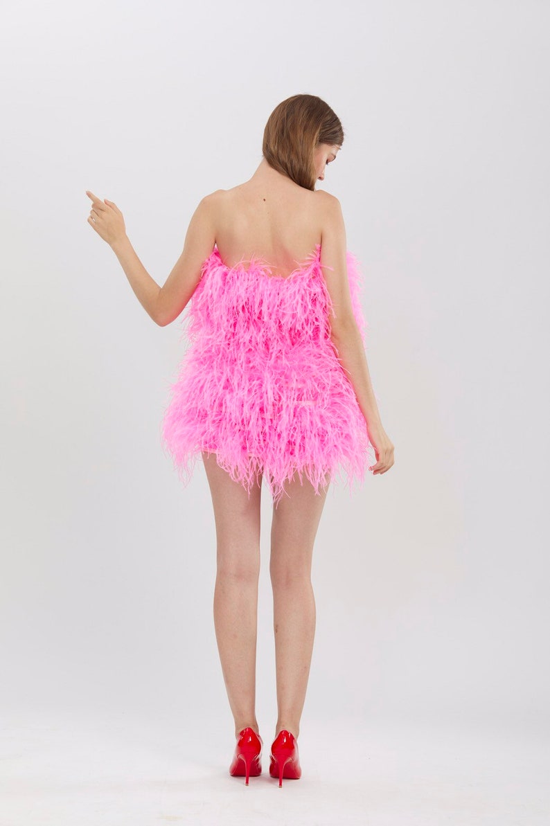 SGinstar Aston Shocking Pink Ostrich Feather Dress Feather image 9