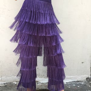 Tassels pants for women,Custom pants ,Birthday party dress,Tango dress,Tango pants,swing dress,Fringe pants outfit,Wide leg trousers