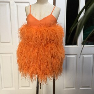 Nasha orange ostrich feathers mini  dress for women,Unique wedding dress,Plus size dress, Ball gown wedding dress,Alternative wedding dress