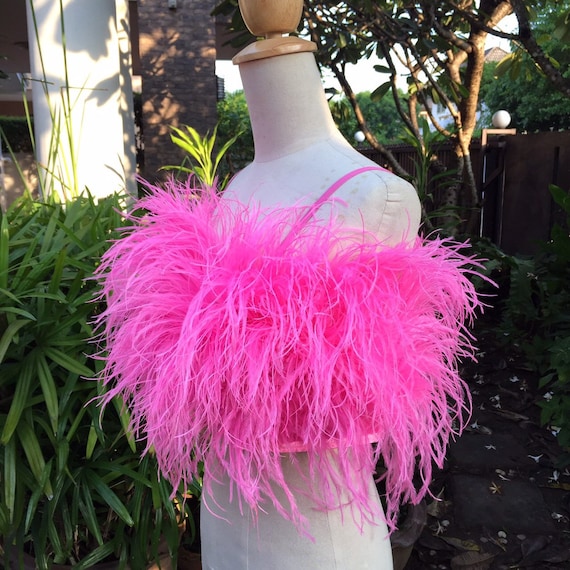 SGinstar Aston Shocking Pink Ostrich Feather Dress ,Feather Prom Dress, Feather Cocktail Dress Feather Wedding Dress Feather Pink Dress