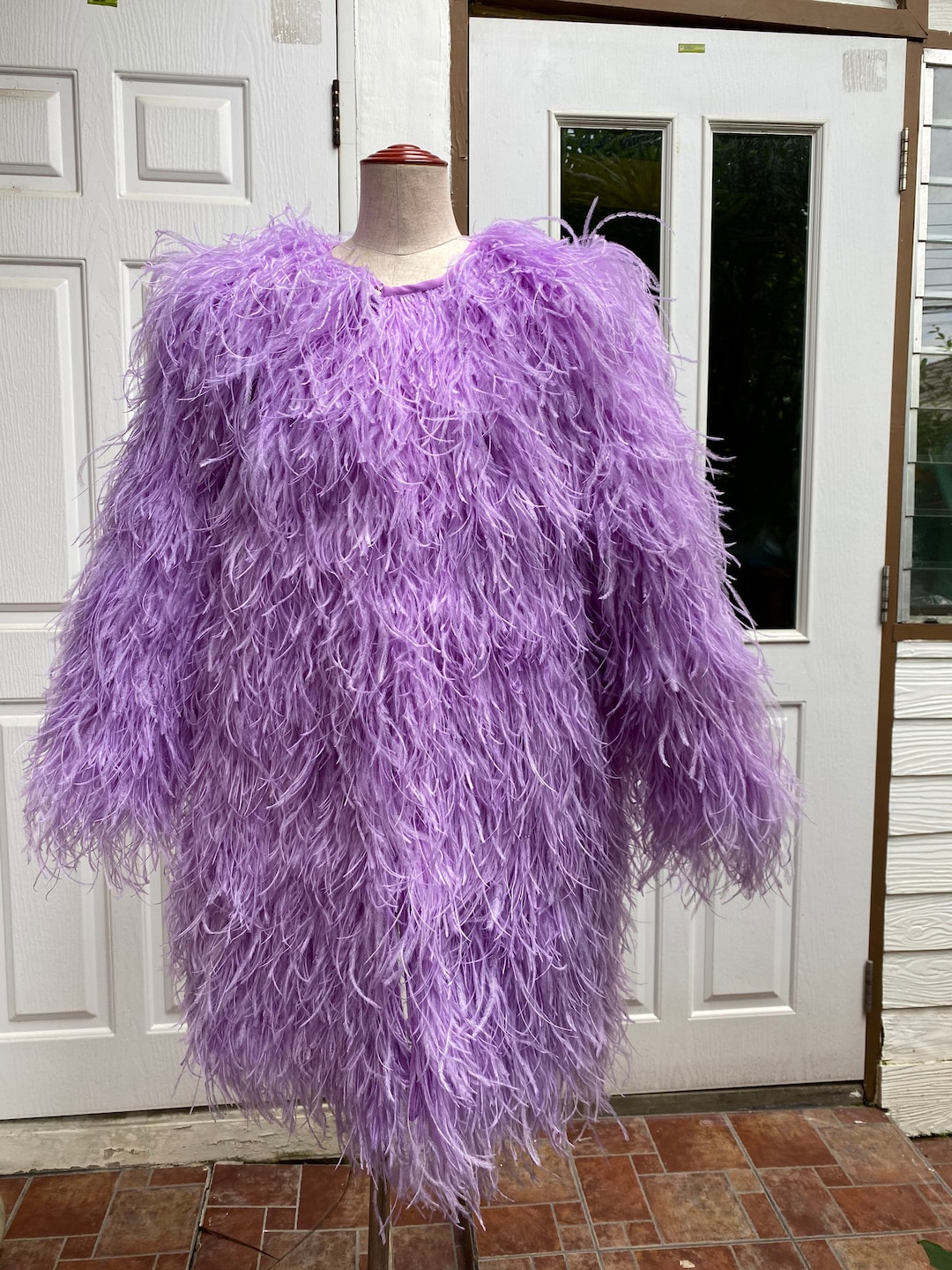 Natasha Lavender Ostrich Feathers Jacket,feathers Coat Dress Natasha Lavender Ostrich Feathers Jacket,feathers Coat Dress