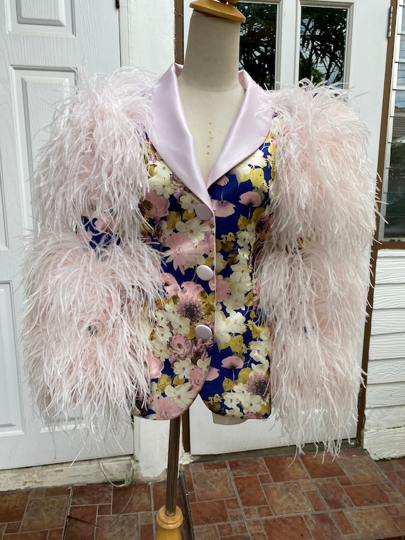 Ostrich feather jacket plus size best sale