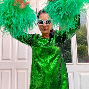 Emerald Green Feather Dress - Etsy Emerald Green Feather Dress - Etsy