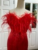 Aida red heart feathers trimmed top for valentine day,Birthday dress,Bridal separates top 