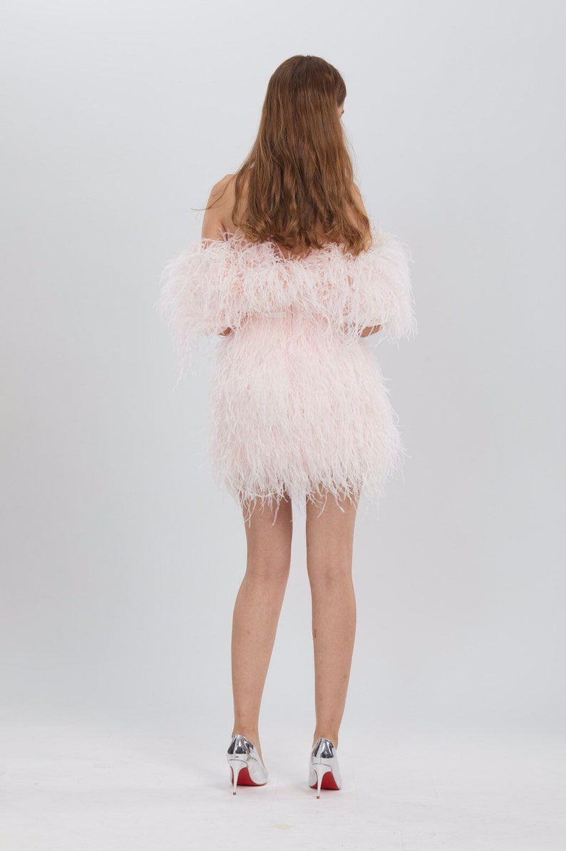 Sophie Pink off the Shoulder Feather Wedding Dress Feather - Etsy
