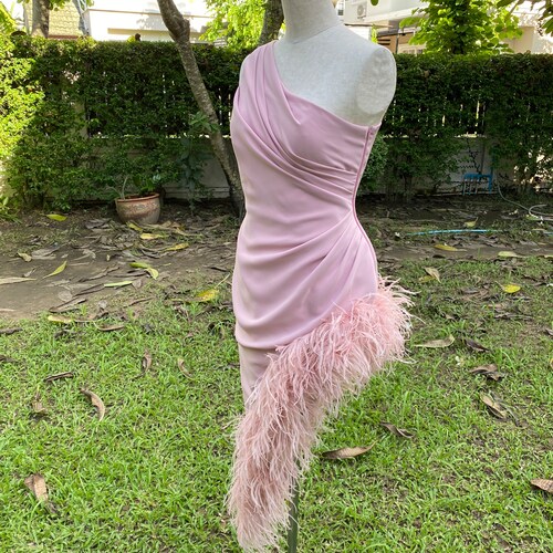 Peach Pink Asymmetric Feather Dress One Shoulder Dress Wedding Guest Outfit Bridal Dress Baby Shower Dress Feathers Kaftan Sleeve - Etsy Peach Pink Asymmetric Feather Dress One Shoulder Dress Wedding Guest Outfit Bridal Dress Baby Shower Dress Feathers Kaftan Sleeve - Etsy