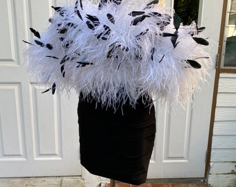 Chiara white feathers off the shoulder mini dress,Wedding guest dress,Unique wedding dress,Ball gown wedding dress,Plus size wedding dress