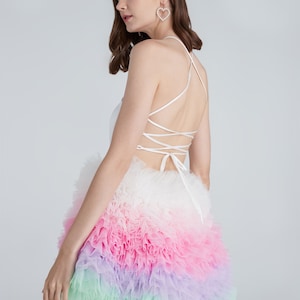 Debby rainbow tulle short jumpsuits ,Tulle prom dress,Evening dress tulle,Plus size tulle dress,Short tulle dress,Birthday party dress