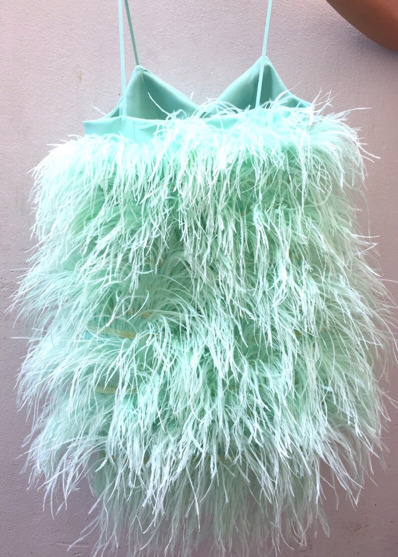 SGinstar Sasha Nude Pink Feather Dress Feather Cocktail Dress image 3