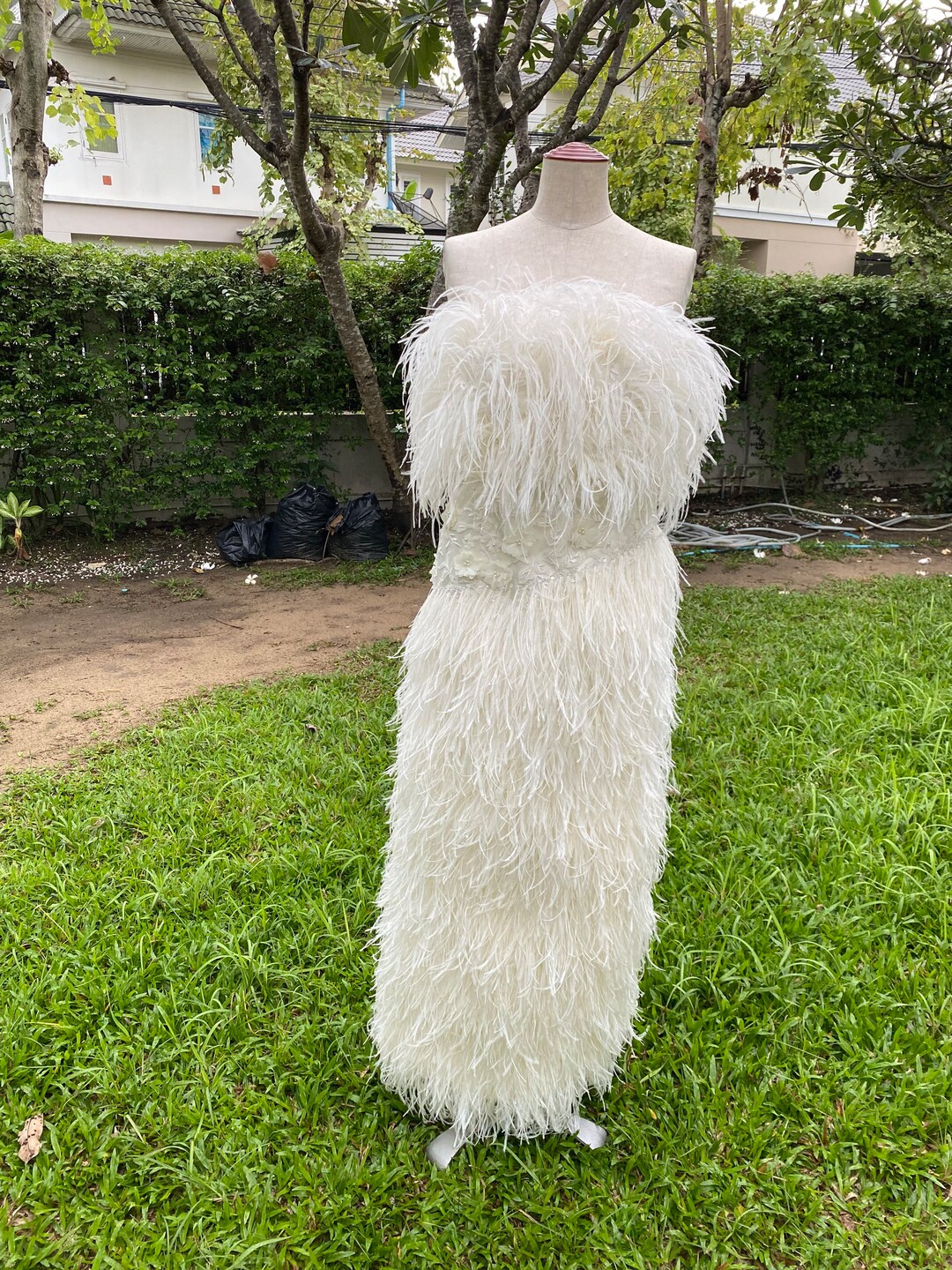 Wila Ivory Lace Feathers Midi Dress for Women,wedding Guest Dress ...