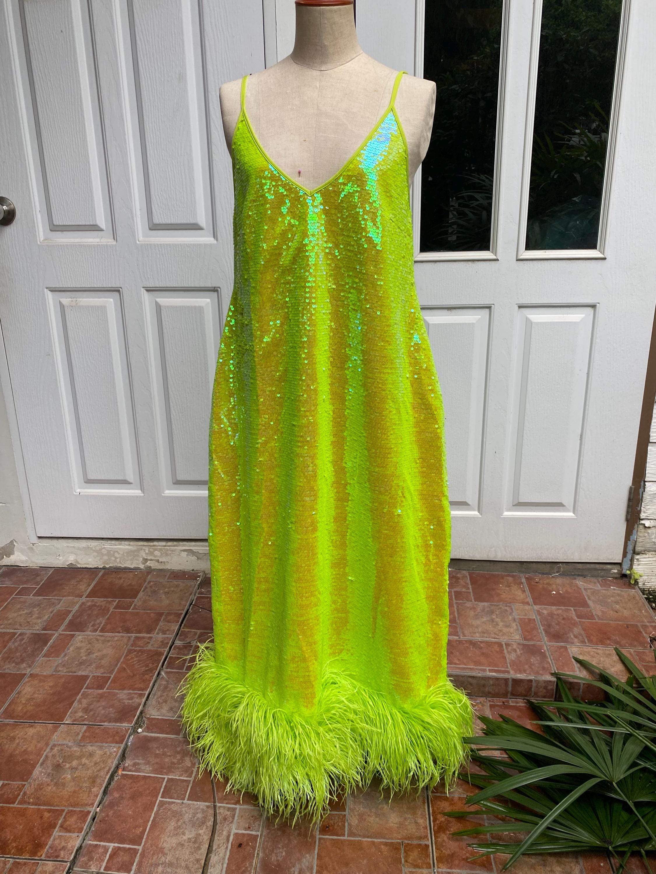 zara neon sequin dress Green Sequin Midi Dress Zara ZARA NWT Neon Lime Yellow Green Sequin Criss Cross Strappy