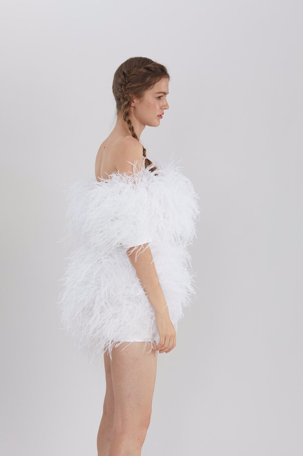 Sginstar Christina White Off-shoulder Feather Dress Feather | Etsy