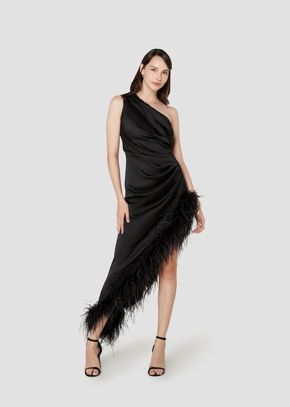Custom Black boas feathers asymmetrical dress,Plus size wedding dress,Ball gown wedding dress,Pagan dress,Evening dress elegant,Dress gown Custom Black boas feathers asymmetrical dress,Plus size wedding dress,Ball gown wedding dress,Pagan dress,Evening dress elegant,Dress gown