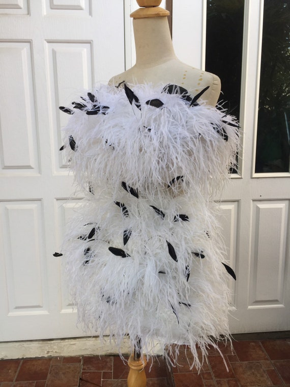 Fashion Slim Fur Strapless Mini Bachelorette Party Dresses Long Ostrich  Feather Dresses Natural Feather Clothing Fluffy Wrap Dress 