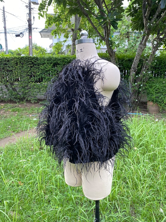 Black feathers halter neck blouse Birthday dress women Wedding guest dress Gift for daughter from mom Gift for best friend Party dresses