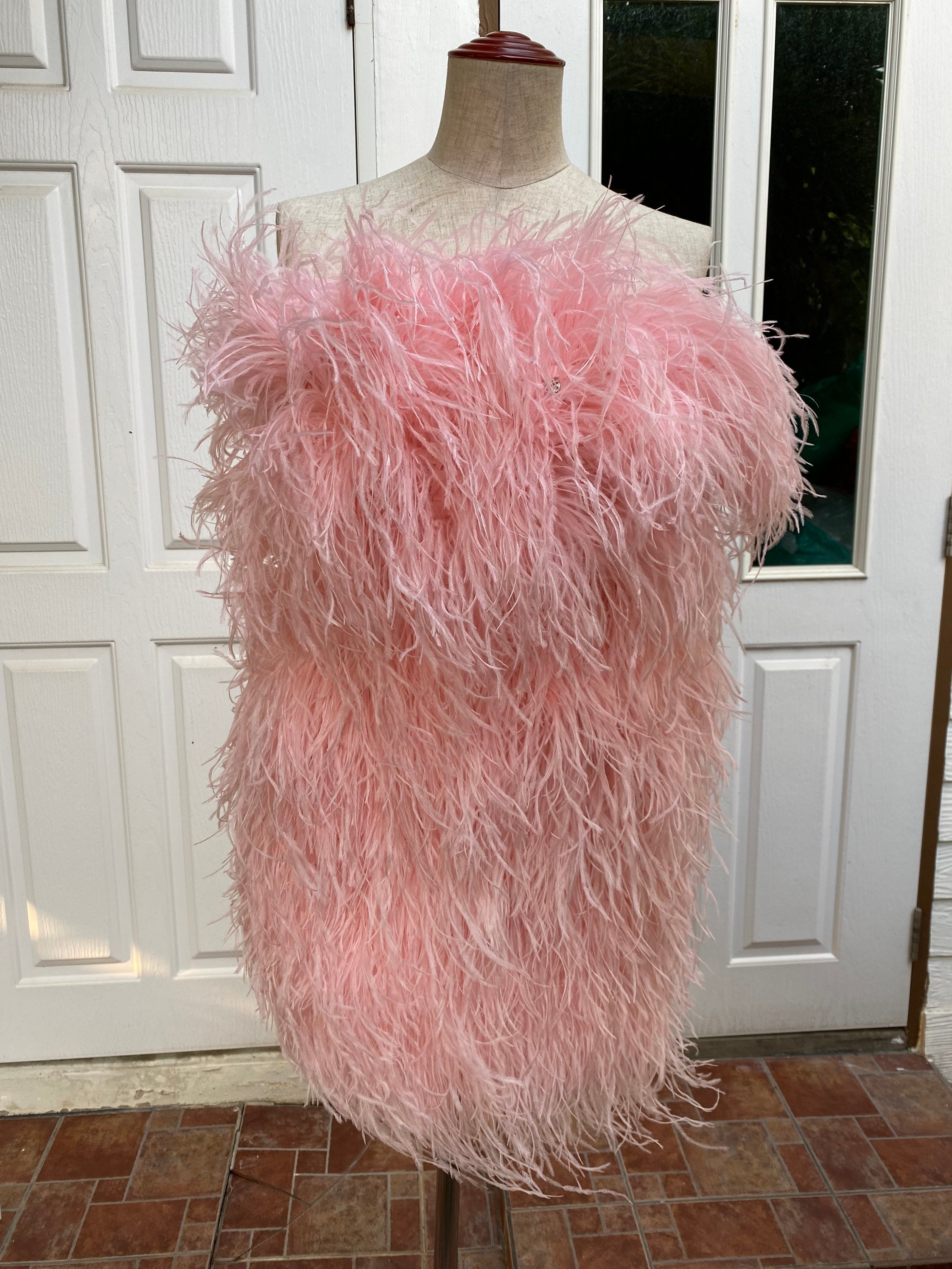 Miki Light Pink Ostrich Feathers Mini Dress for Women alternative Wedding Dress Wedding Guest Dress ball Gown Wedding Dress Etsy Canada
