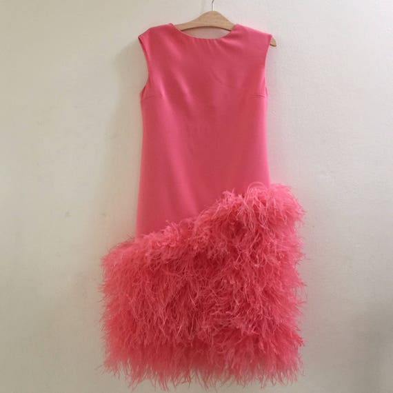 open lace back dress Asymmetrical Neckline Midid Dress Fuchsia / FR 44