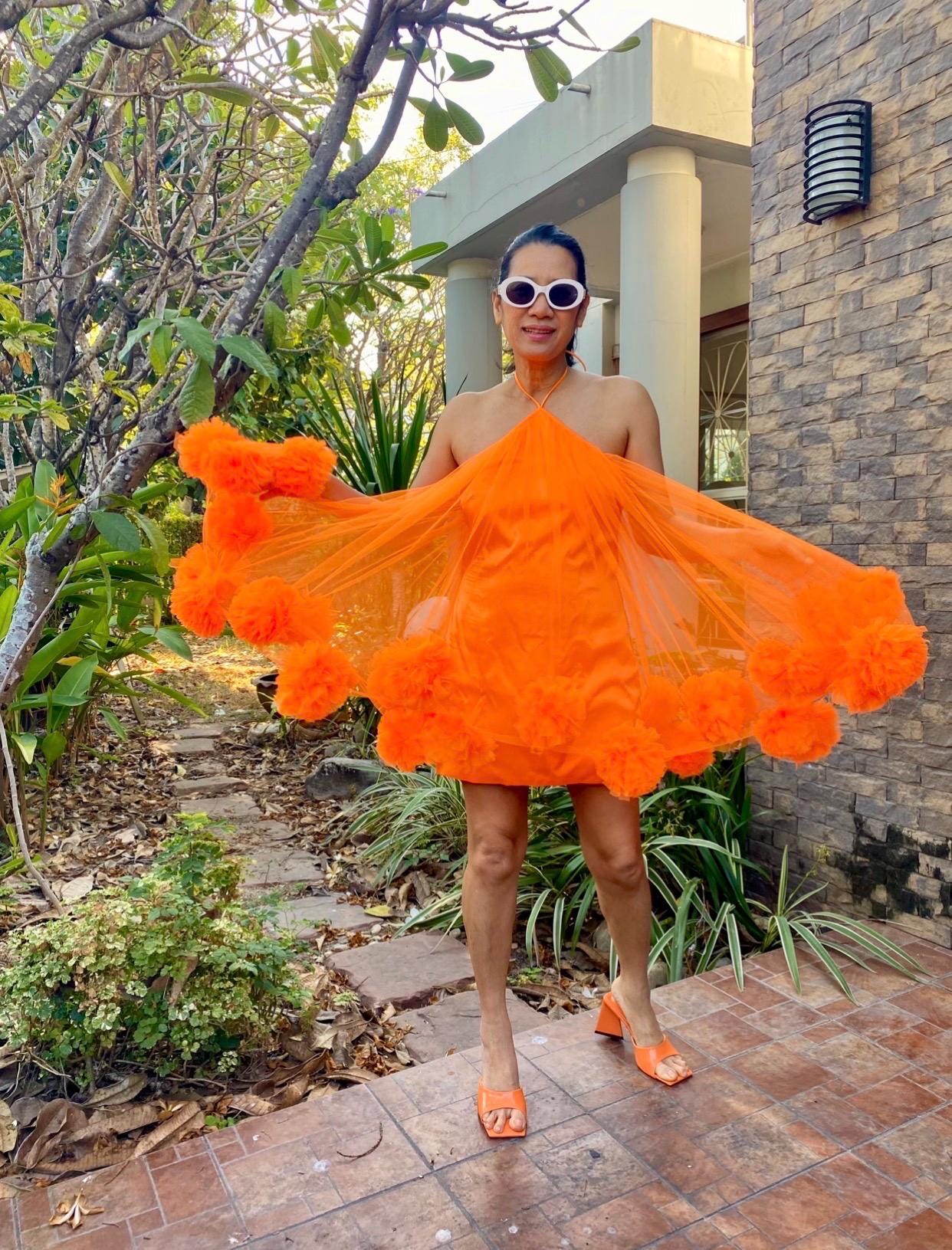 Custom orange halter neck short tulle dress for women,Wedding guest dress plus size,Evening dress gown,Elegant short dress Custom orange halter neck short tulle dress for women,Wedding guest dress plus size,Evening dress gown,Elegant short dress