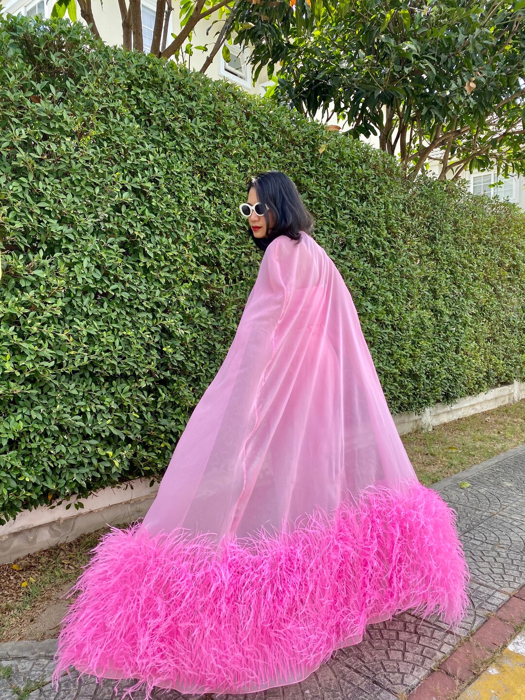 long cape dress Long Mother of the Bride Cape Dress