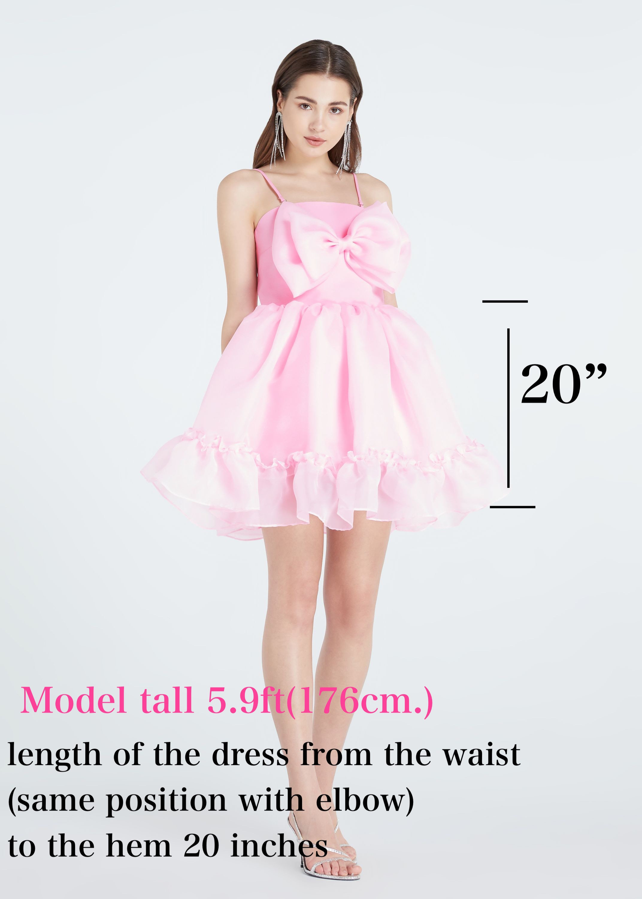 Kristy Sweet Pink Bow Mini Dress,Summer Dress ,Birthday Party Dress,Polyester Organza Dress for Women,Killing Eve Pink Dress,Sun Dress