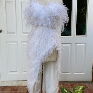 White high slit feather dress,alternative wedding dress,corset dress for women,Wedding guest dress,Plus size wedding dress,Handmade dresses