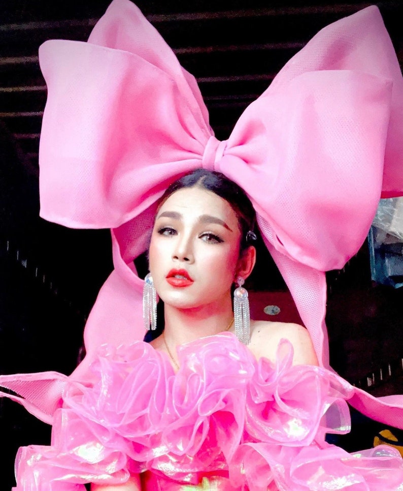 Jumbo bow headband pink barbie,Halloween headband,Wedding hair accessories,Unique hair accessories,LGBTQ gifts,Custom headband image 1