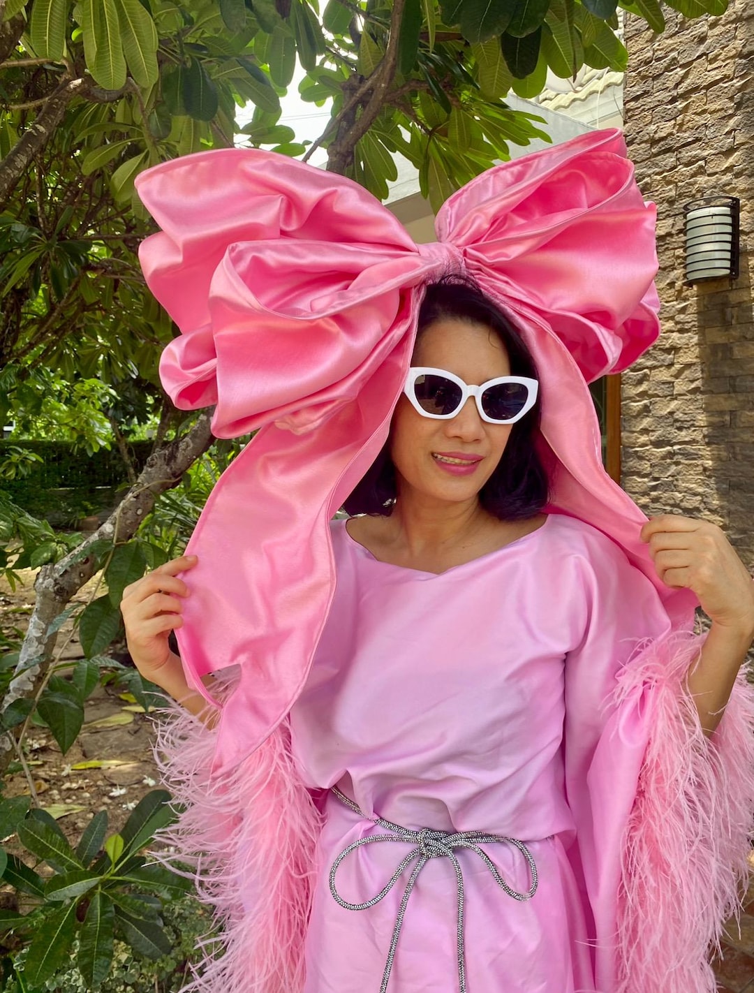 iDO Pink Headband in velour with bow main image 0