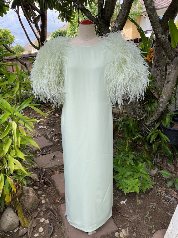 Sage Green Feathers Puff Sleeves Maxi Dress for Women,cocktail Dress for Wedding  Guest,plus Size Wedding Dress,wedding Dress Simple - Etsy Israel