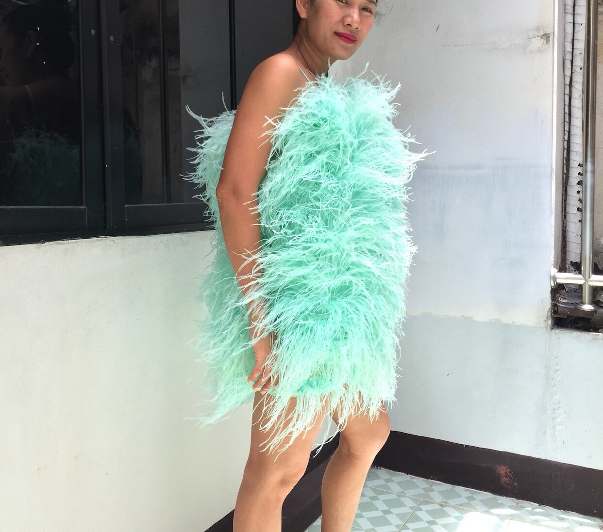 Aston Mint Green Ostrich Feathers Mini Dress, Ball Gown Wedding Dress,wedding  Guest Dress, Halloween Dress, Unique Wedding Dress - Etsy