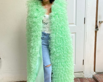 Sage green tulle coat dress,tulle jacket for women, cocktail party tulle dress,Custom jacket bride for plus size